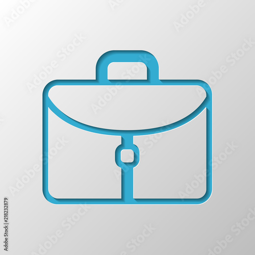 Briefcase, office bag. Paper design. Cutted symbol with shadow