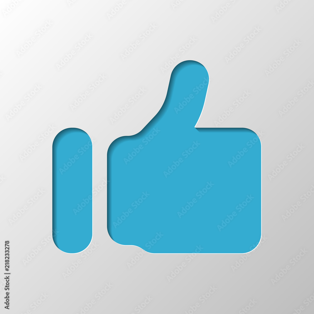 Simple like icon. Social symbol. Paper design. Cutted symbol wit Simple like icon. Social symbol. Paper design. Cutted symbol wit
