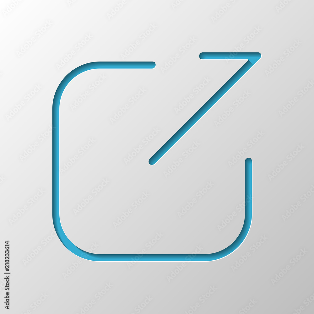 Share, logout or upload. Diagonal arrow out square. Paper design Share, logout or upload. Diagonal arrow out square. Paper design