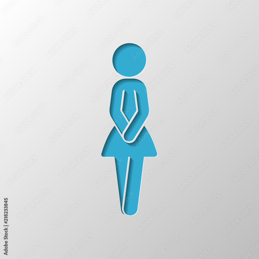 Female silhouette, woman icon. Paper design. Cutted symbol with Female silhouette, woman icon. Paper design. Cutted symbol with