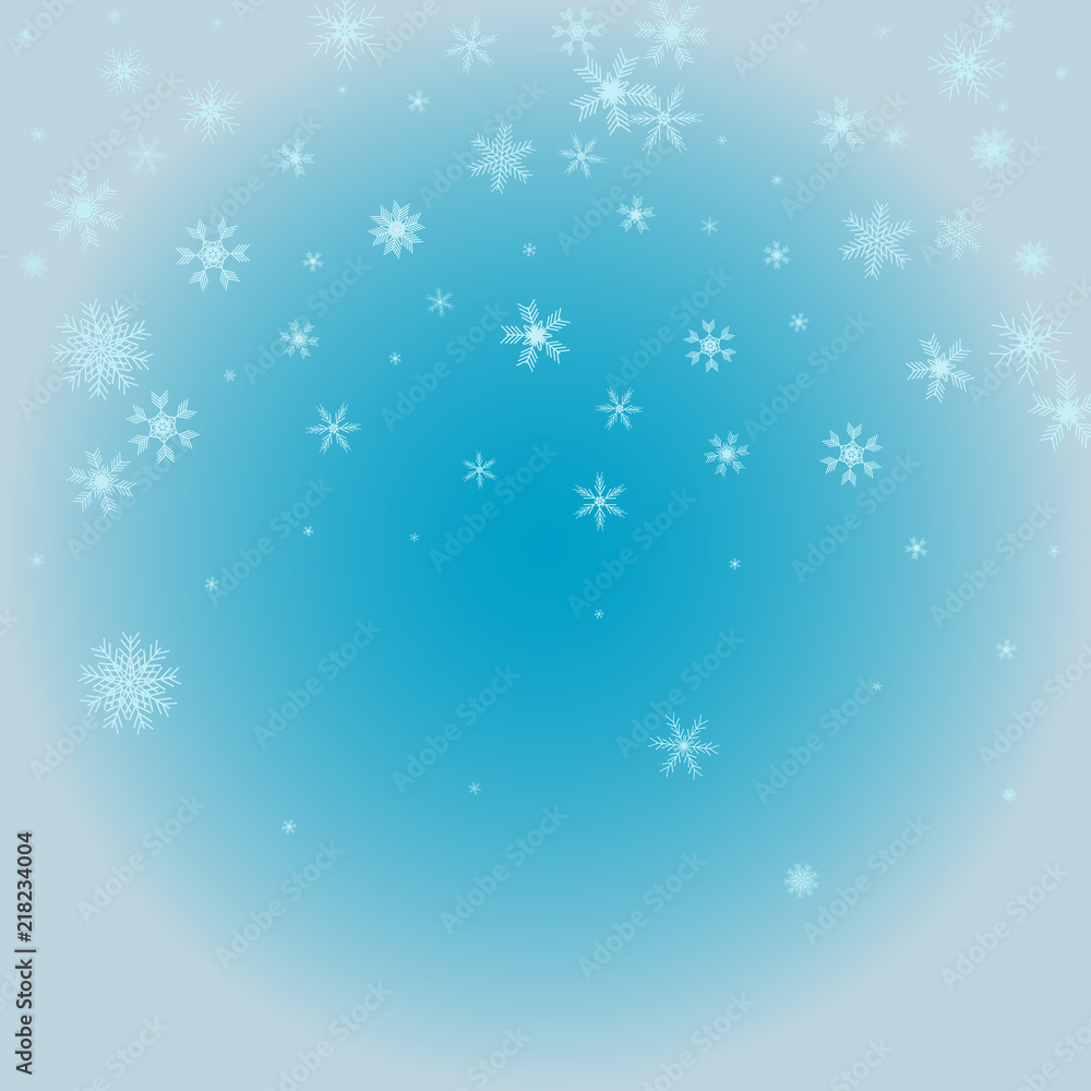 Winter pattern with crystallic snowflakes. Christmas background. Vector.