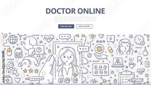 Doctor Online Doodle Concept