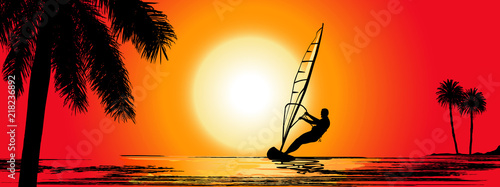 Summer holiday, lonely sailor - vector