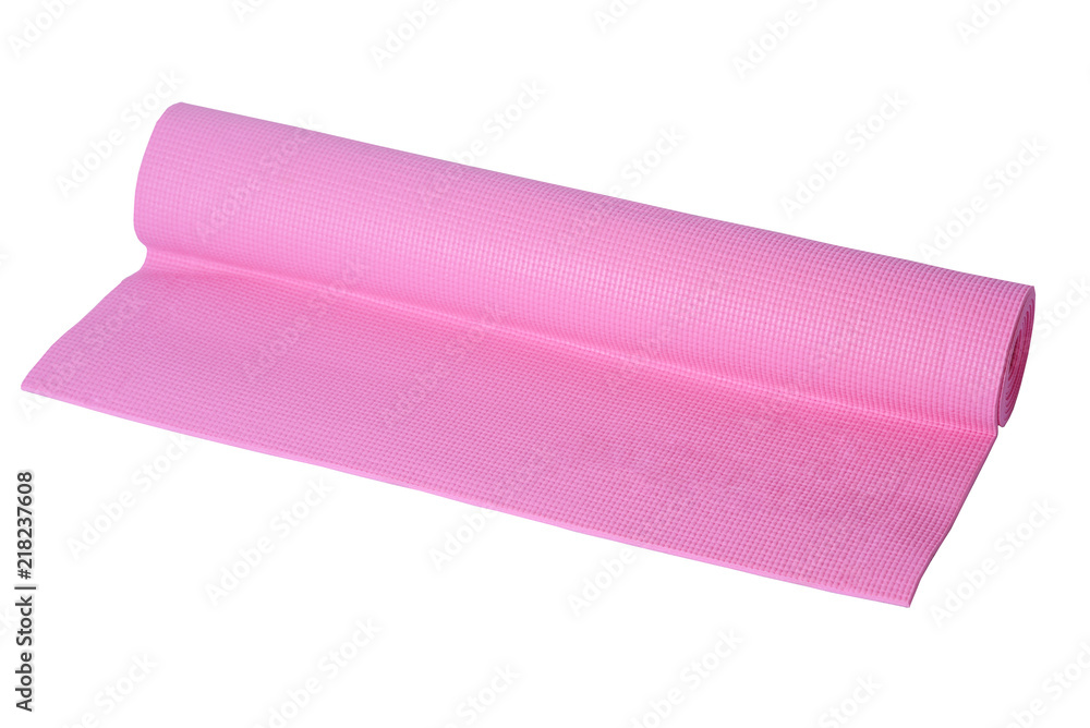pink yoga mat on a white background pink yoga mat on a white background