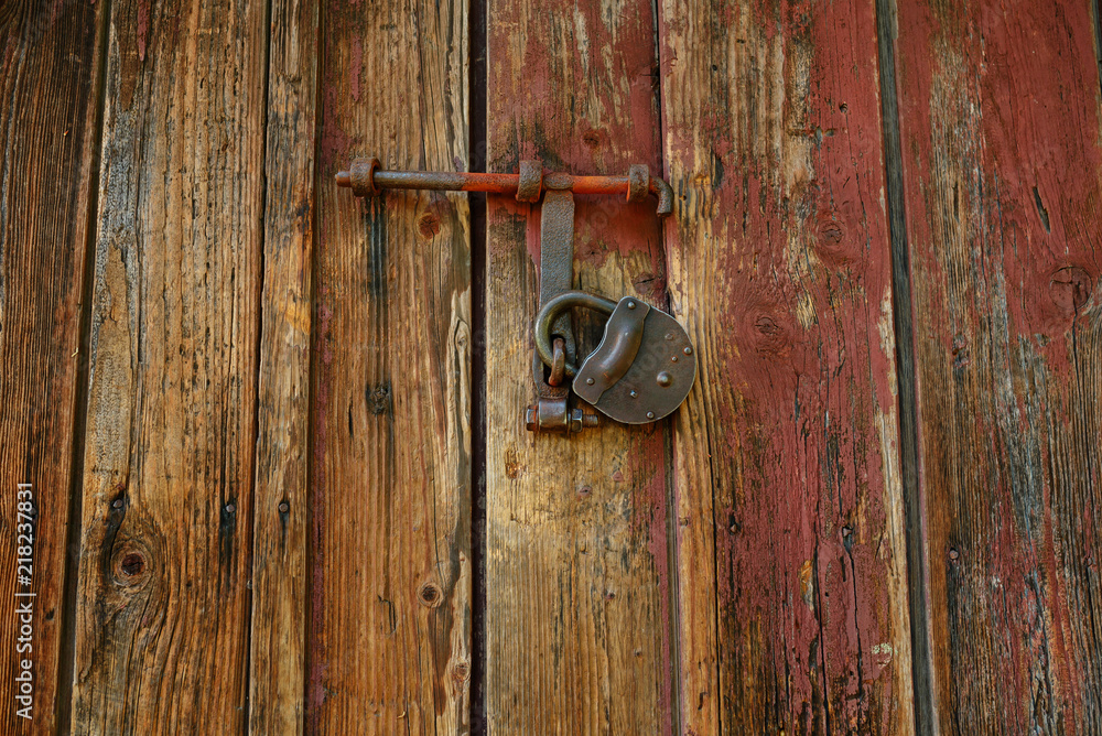 Wooden fence texture or gate or wall with lock Wooden fence texture or gate or wall with lock