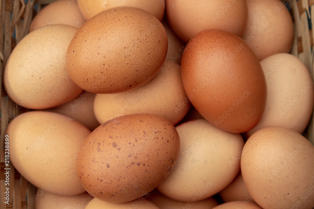 A Basket of Hens Eggs from Above A Basket of Hens Eggs from Above
