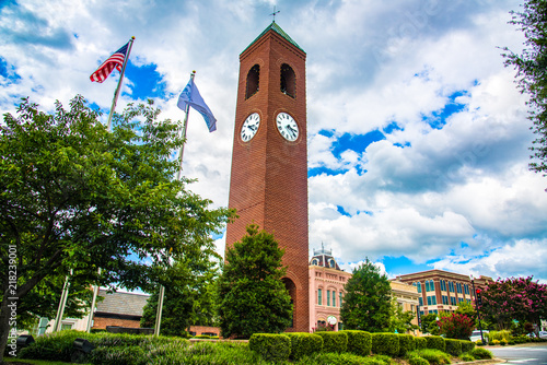 Clock Tower in Downtown Spartanburg, South Carolina, USA