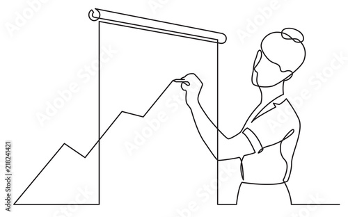 continuous line drawing of presenter drawing increasing diagram