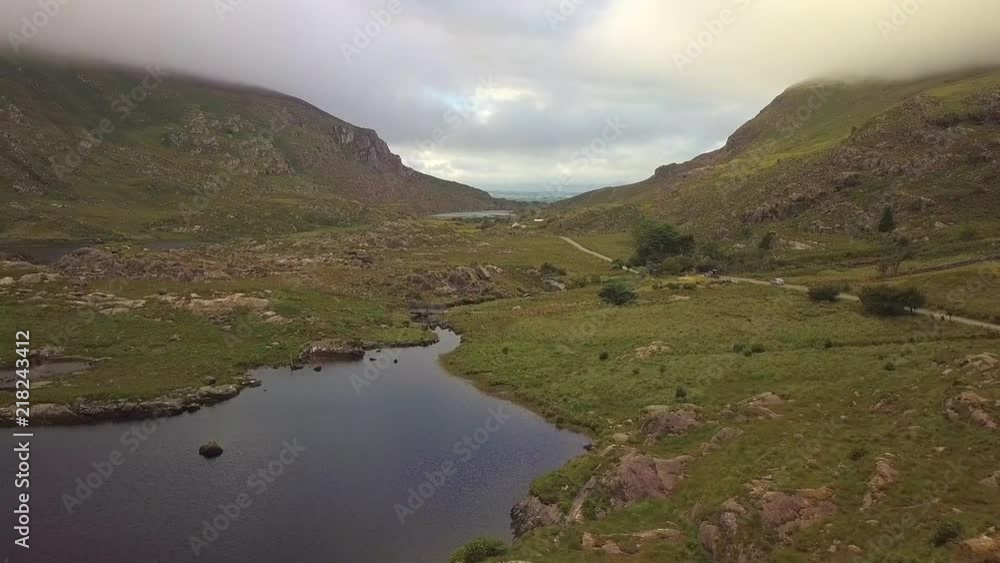 Aerial Drone Flight at the Gap of Dunloe County Kerry Ireland Aerial Drone Flight at the Gap of Dunloe County Kerry Ireland