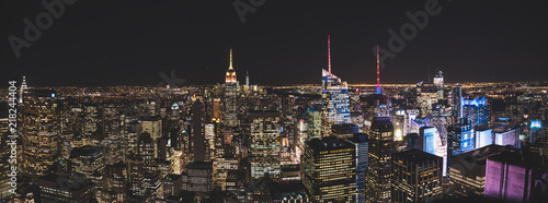 Panorama view from rockefeller center during night to Downtown new york city