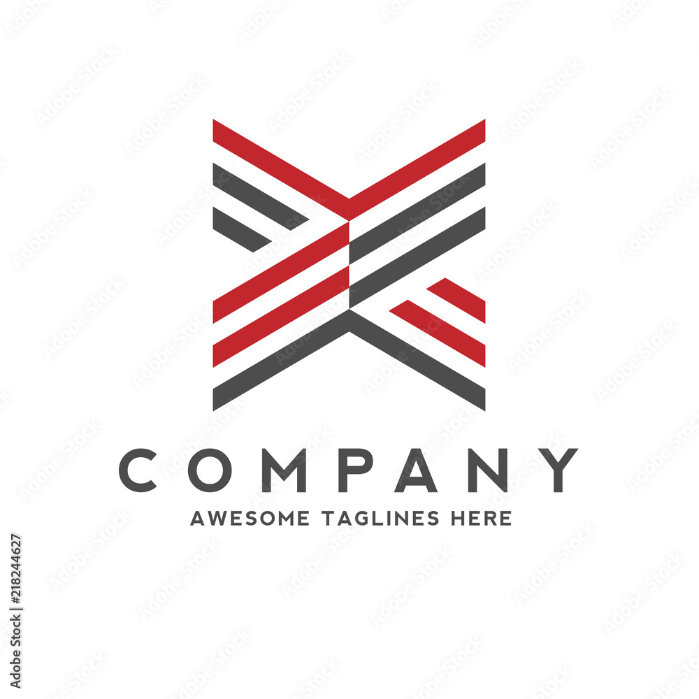 creative capital letter X with geometric three strips logo concept