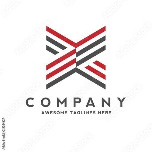creative capital letter X with geometric three strips logo concept