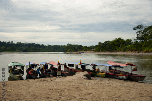 Canoes in Misahualli, Tena, Ecuador photo