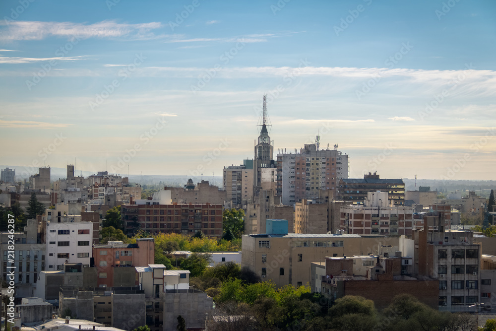 Aerial view of Mendoza City and Edificio Gomez Building - Mendoza, Argentina Aerial view of Mendoza City and Edificio Gomez Building - Mendoza, Argentina