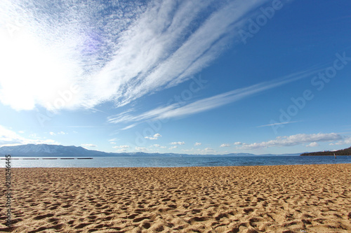 View of Lake Tahoe from the beach.
