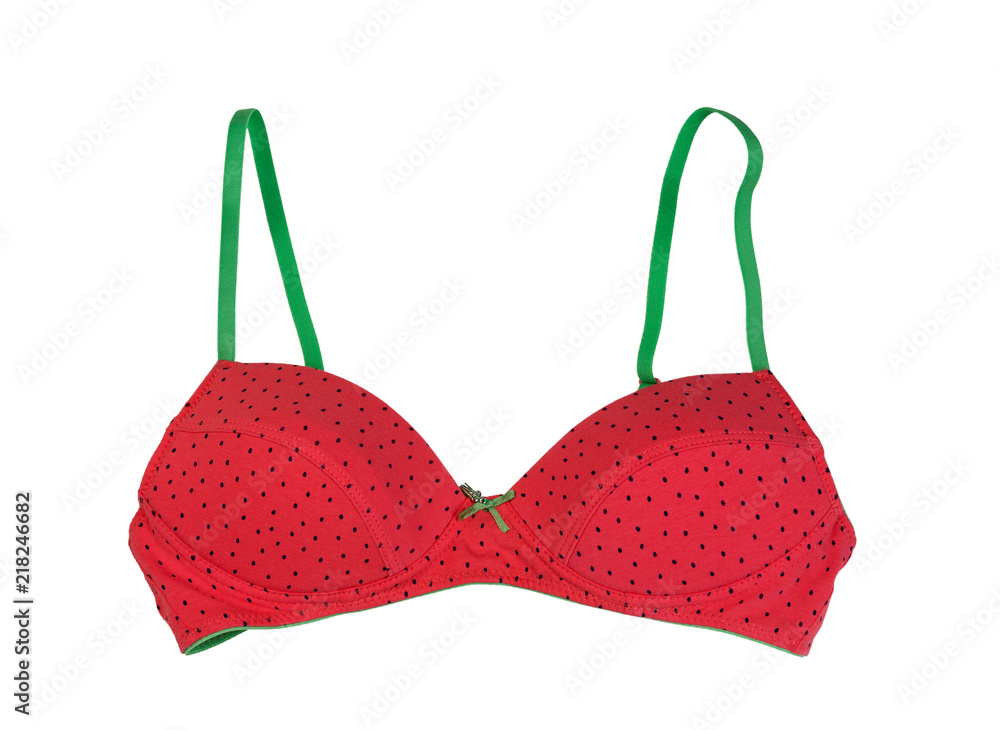 Red bra with green. Isolate on white Red bra with green. Isolate on white