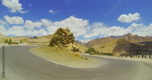 Road stone on the road near the village of Vanla photo