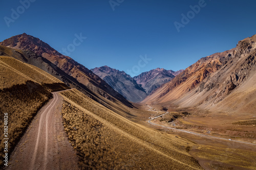 Mountains near Los Penitentes in the Summer at Cordillera de Los Andes - Mendoza Province, Argentina.