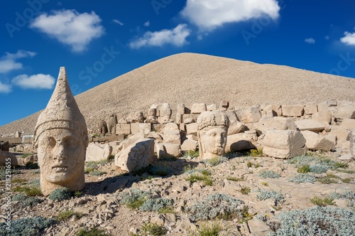 Commagene statues on the summit of Mount Nemrut in Adiyaman, Turkey photo