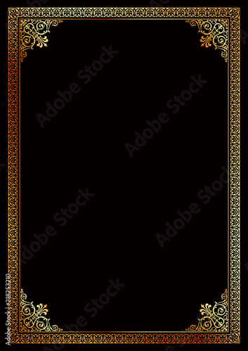 Decorative golden border frame certificate template vector