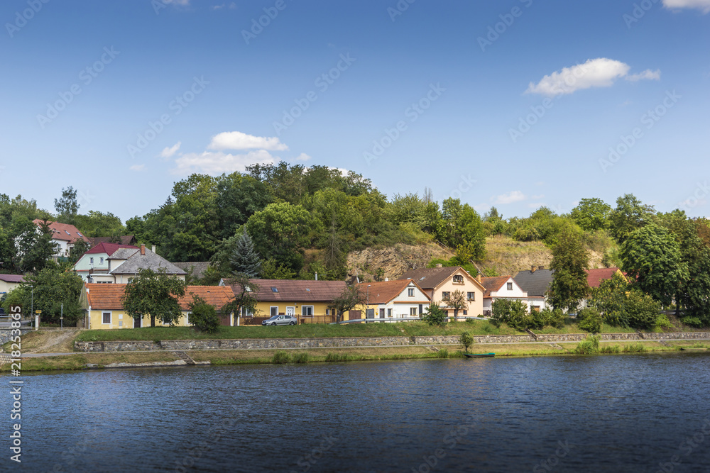 The village on the banks of the Vltava river.