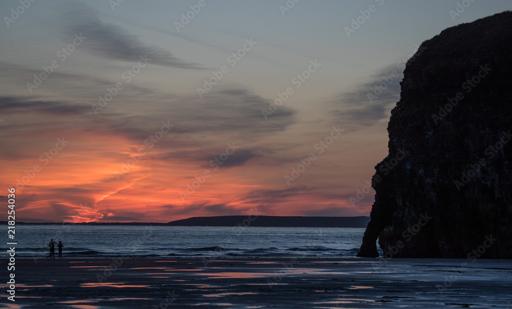 Spectacular Sunset sky on ballybunon beach in county Kerry, Wild Atlantic way on the west coast of Ireland