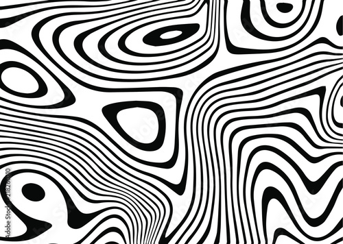 abstract background of white and black lines. Distorted Lines
