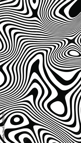 abstract background of white and black lines. Distorted Lines
