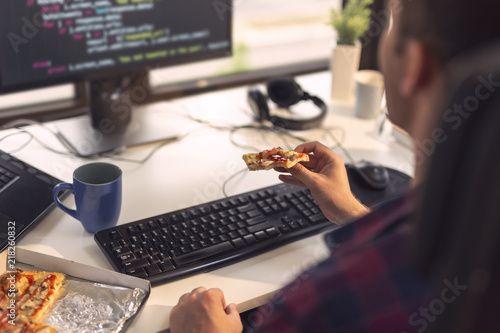 Software developer on a lunch break