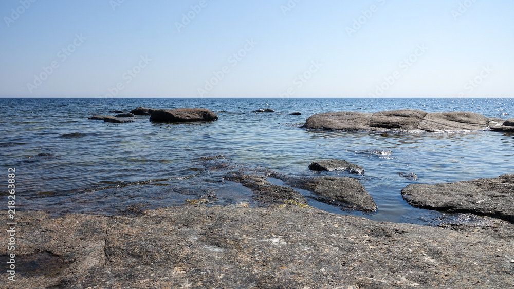Cliffs / rocks and endless horizon in the sea. High Coast of Sweden. Cliffs / rocks and endless horizon in the sea. High Coast of Sweden.