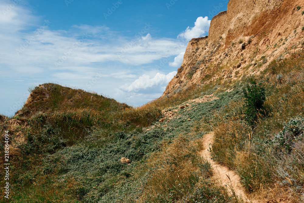 path to high hill by the sea, beautiful coastal landscape, travel concept path to high hill by the sea, beautiful coastal landscape, travel concept
