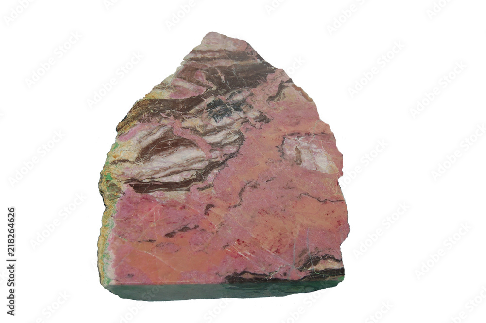 mineral rhodonite isolate on white background