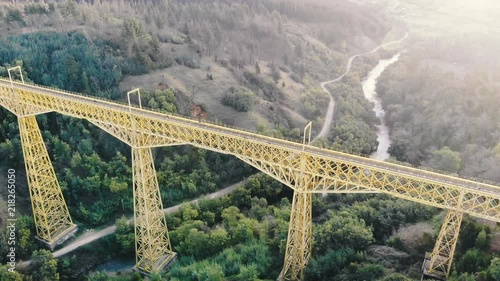 Aerial view from the top of the Malleco viaduct, Araucania region, Chile photo