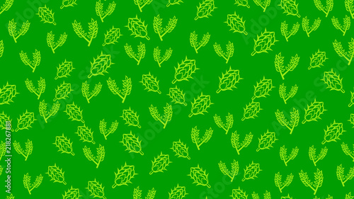 The texture is a seamless pattern of a variety of multicolored natural flowers of hops and malt for beer hops and malt ingredient for brewing. Pattern for the label. Vector illustration