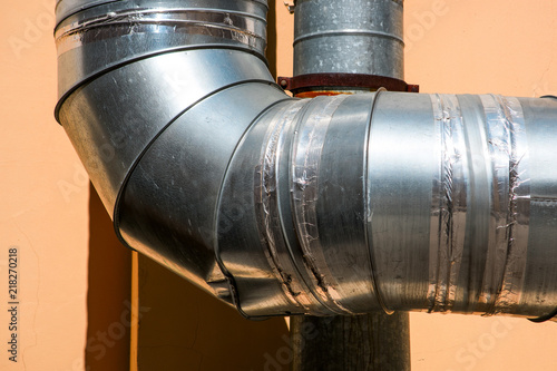 Фотография Part crumpled industrial ventilation pipe