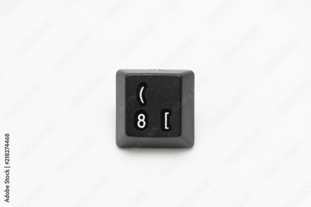 Single black keys of keyboard with different letters 8 Single black keys of keyboard with different letters 8