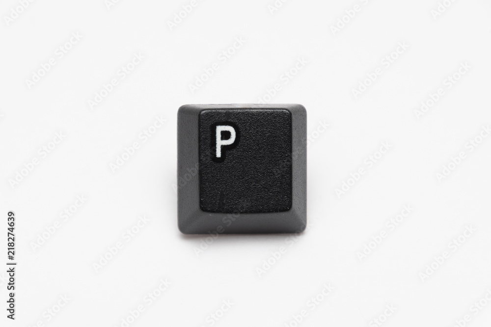Single black keys of keyboard with different letters P Single black keys of keyboard with different letters P