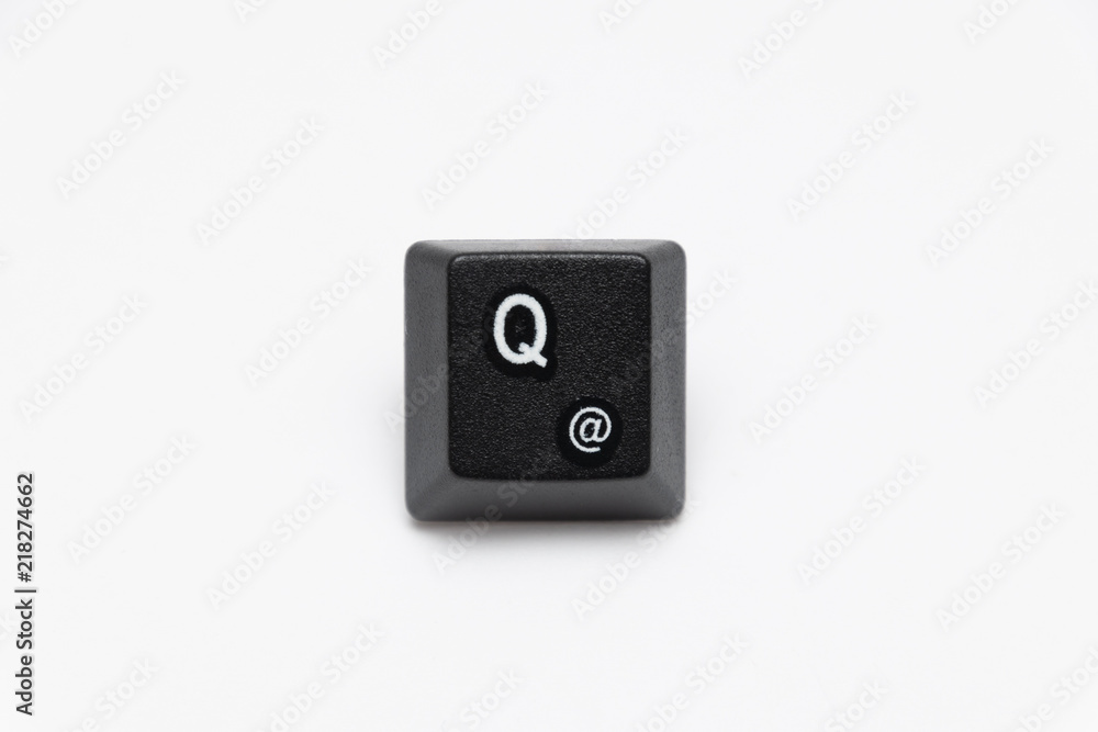 Single black keys of keyboard with different letters Q Single black keys of keyboard with different letters Q