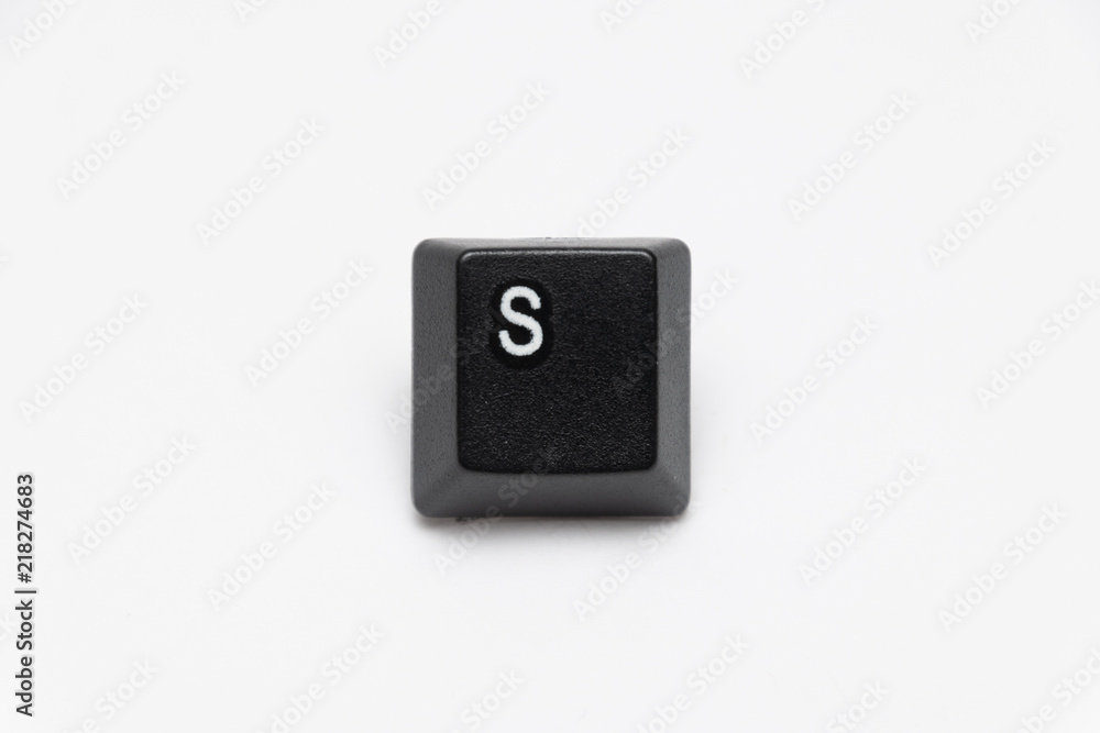 Single black keys of keyboard with different letters S Single black keys of keyboard with different letters S