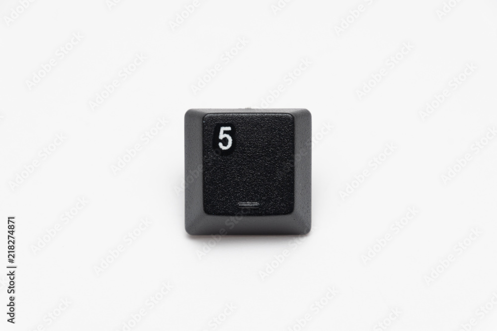 Single black keys of keyboard with different letters five Single black keys of keyboard with different letters five