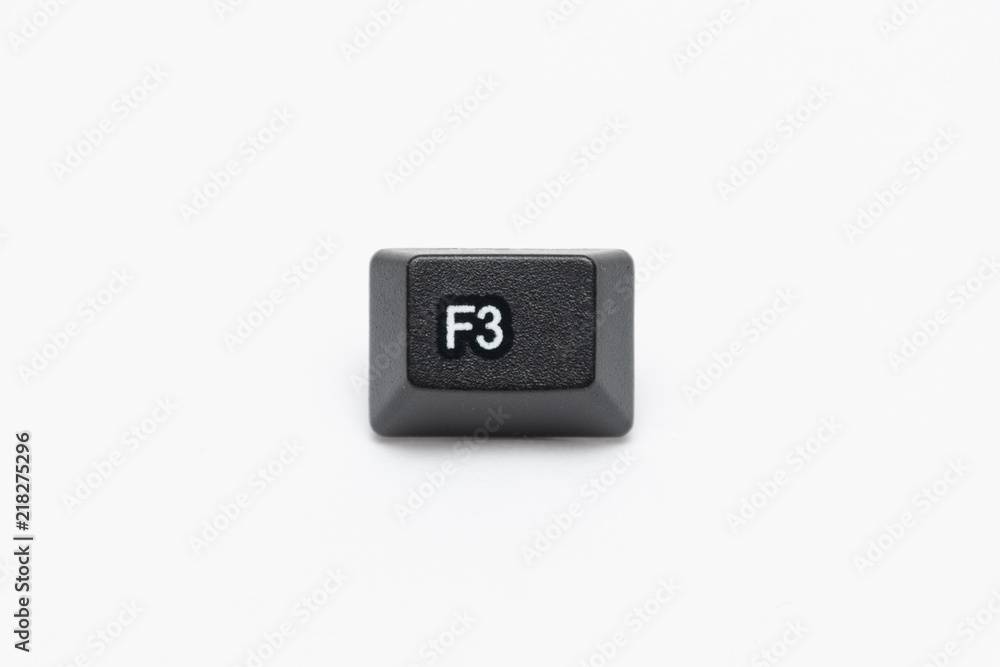Single black keys of keyboard with different letters F3 Single black keys of keyboard with different letters F3