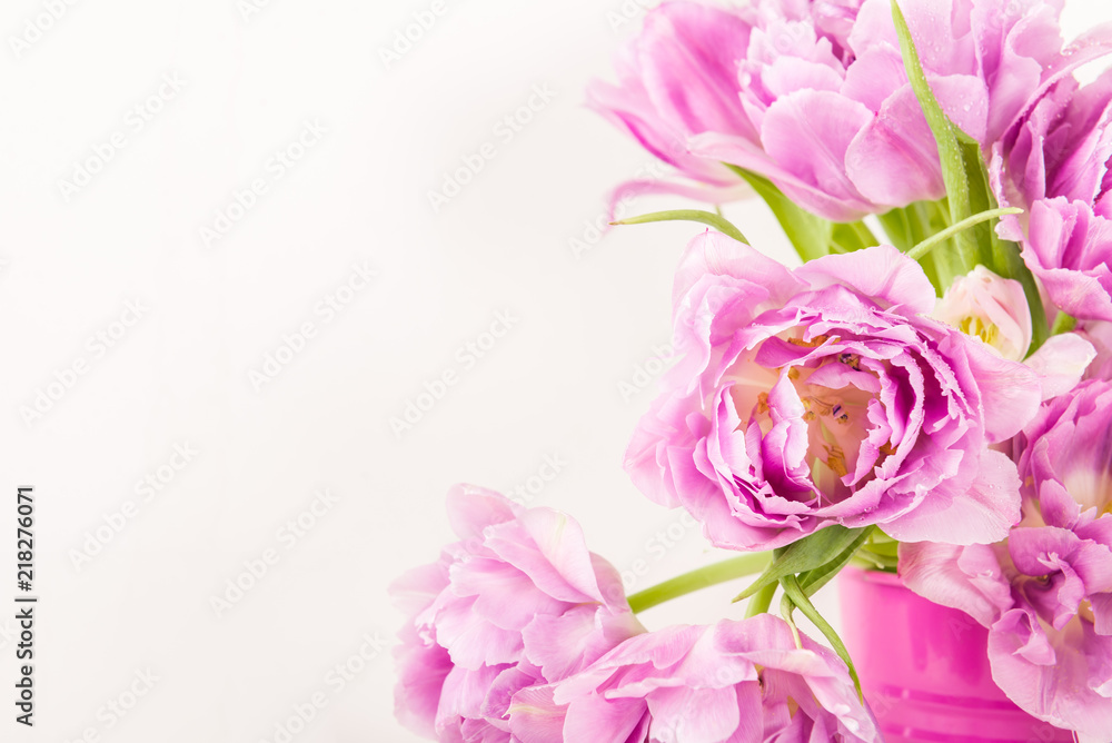 Beautiful Bunch of Peony Style Tulips in the Pink Pot Beautiful Bunch of Peony Style Tulips in the Pink Pot