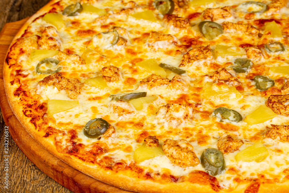 Pizza with pineapple and chicken Pizza with pineapple and chicken