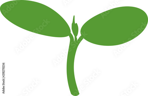 Silhouette of Sprout with two leaves isolate on white background