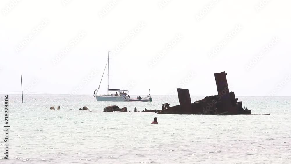 Greek shipwreck near to the beach Greek shipwreck near to the beach
