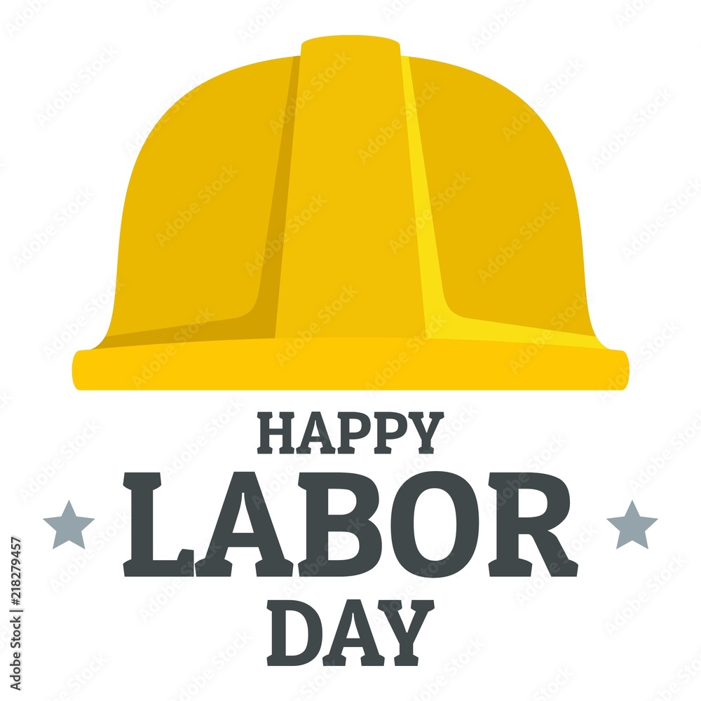 Labor day yellow helmet logo icon. Flat illustration of labor day yellow helmet vector logo icon for web design isolated on white background Labor day yellow helmet logo icon. Flat illustration of labor day yellow helmet vector logo icon for web design isolated on white background