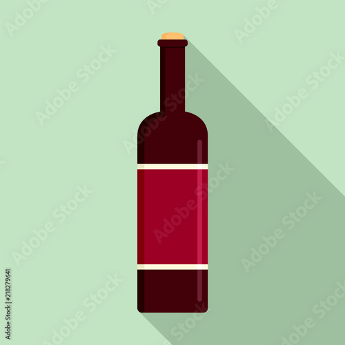 Glass bottle of red wine icon. Flat illustration of glass bottle of red wine vector icon for web design