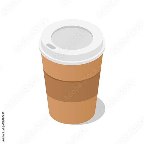 Plastic coffee, tea cup icon. Isometric of plastic coffee, tea cup vector icon for web design isolated on white background