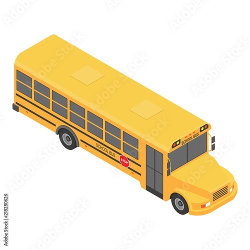 American school bus icon. Isometric of american school bus vector icon for web design isolated on white background