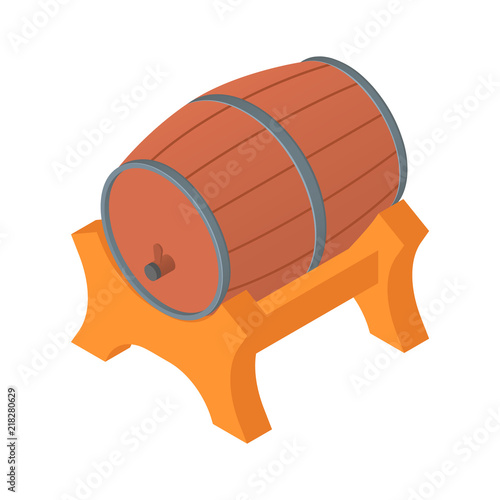 Wood fresh beer barrel icon. Isometric of wood fresh beer barrel vector icon for web design isolated on white background